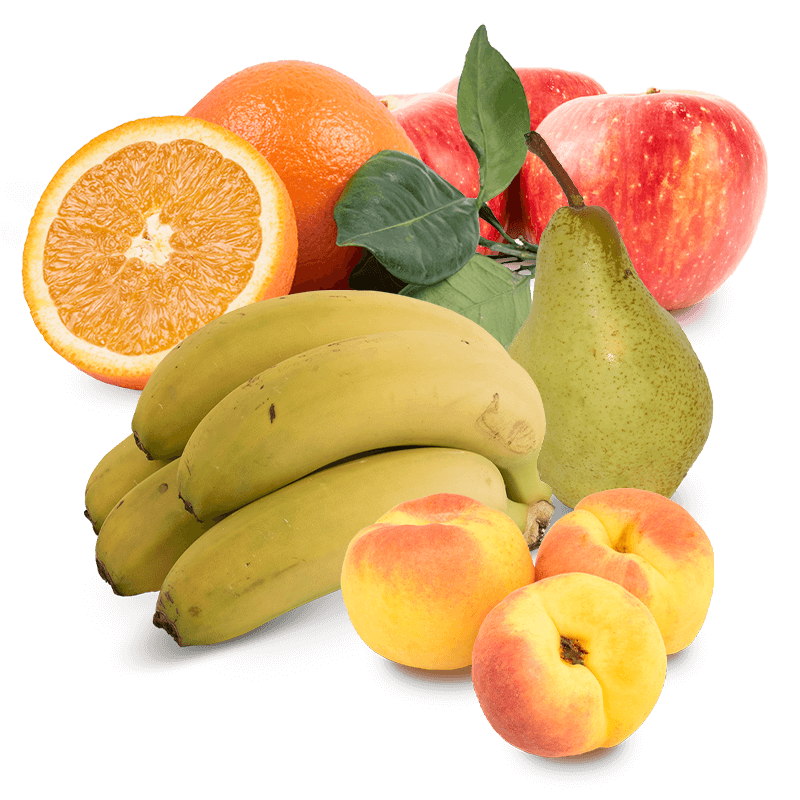 Cesta Albaricoques, Manzanas, Peras Condesa, Plátanos y Naranjas de zumo