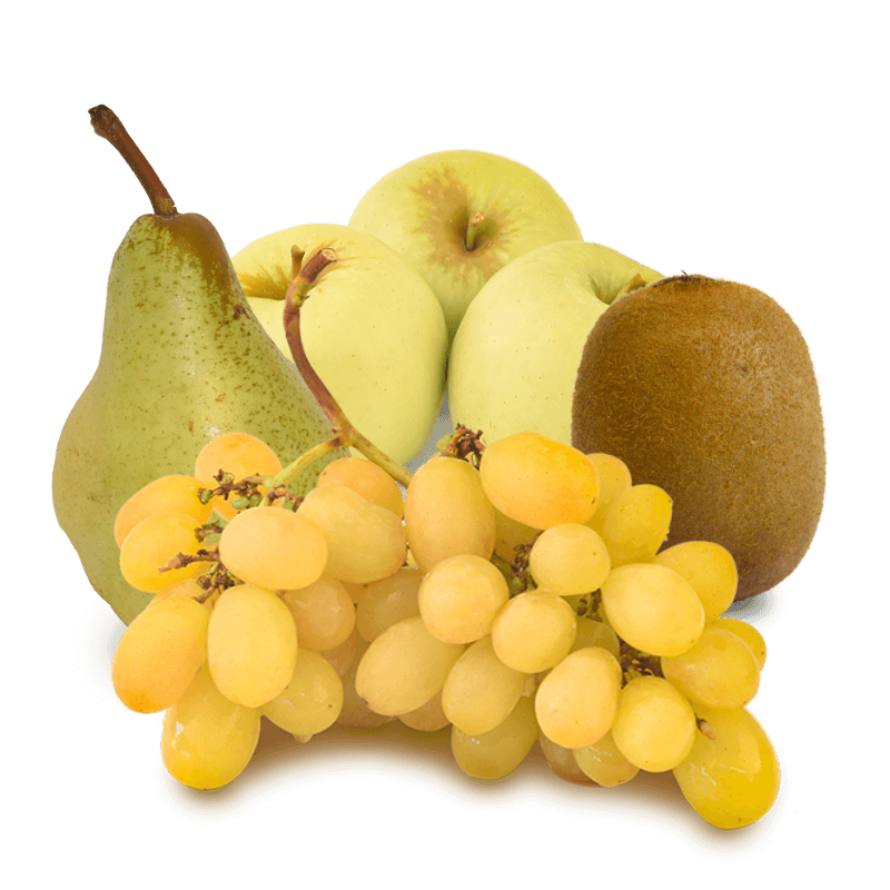 Cesta Uva blanca, Kiwi, Manzana Golden y Pera
