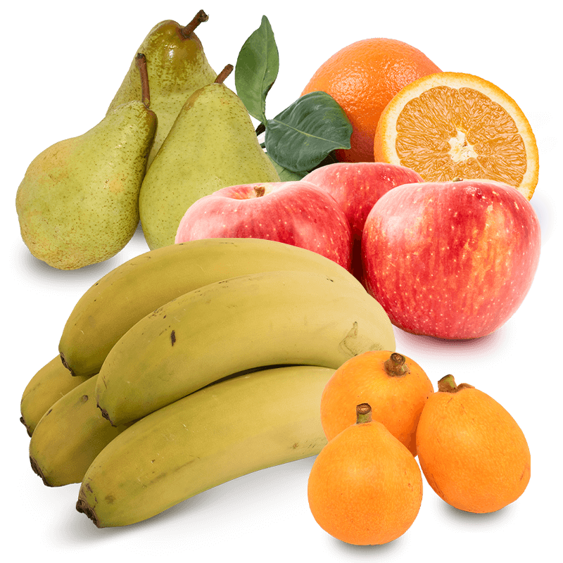 Cesta Nísperos, Manzanas, Peras Condesa, Plátanos y Naranjas de Zumo