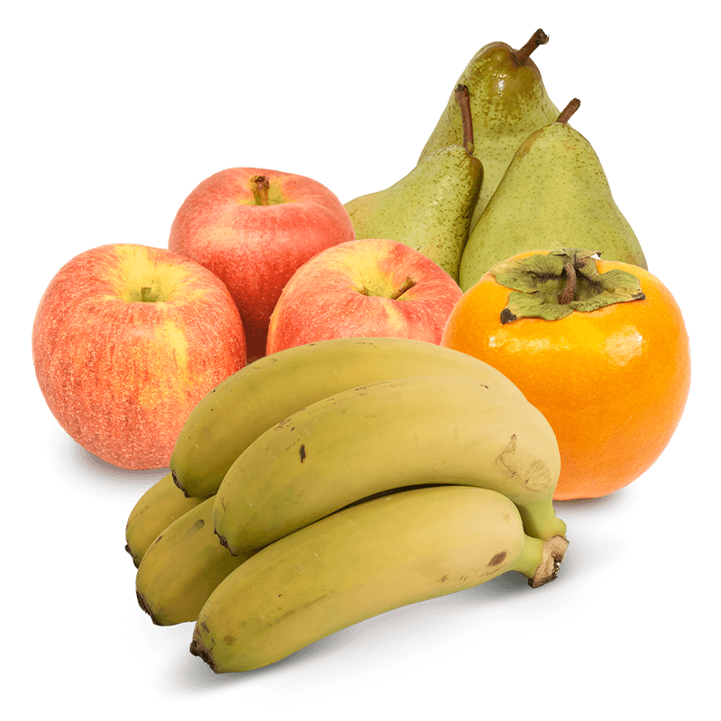 Cesta Persimón, Manzana Roja, Pera y Plátanos