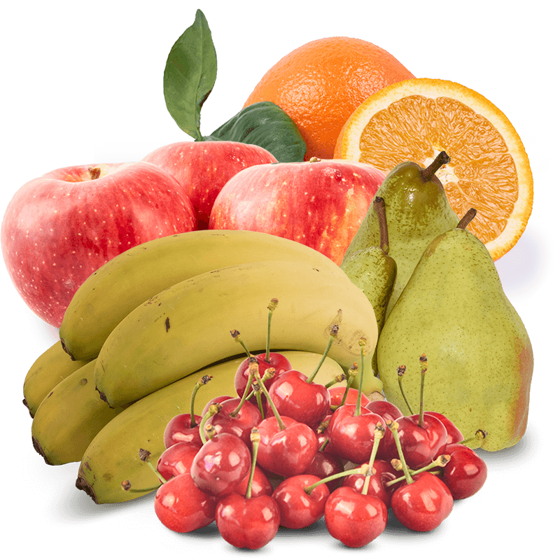 Cesta Cerezas, Manzanas, Peras, Plátanos y Naranjas de zumo