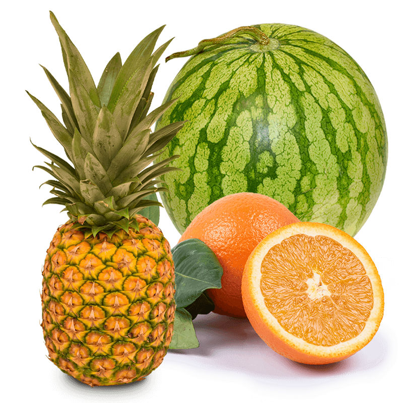 Cesta Sandía, Piña y Naranjas de zumo