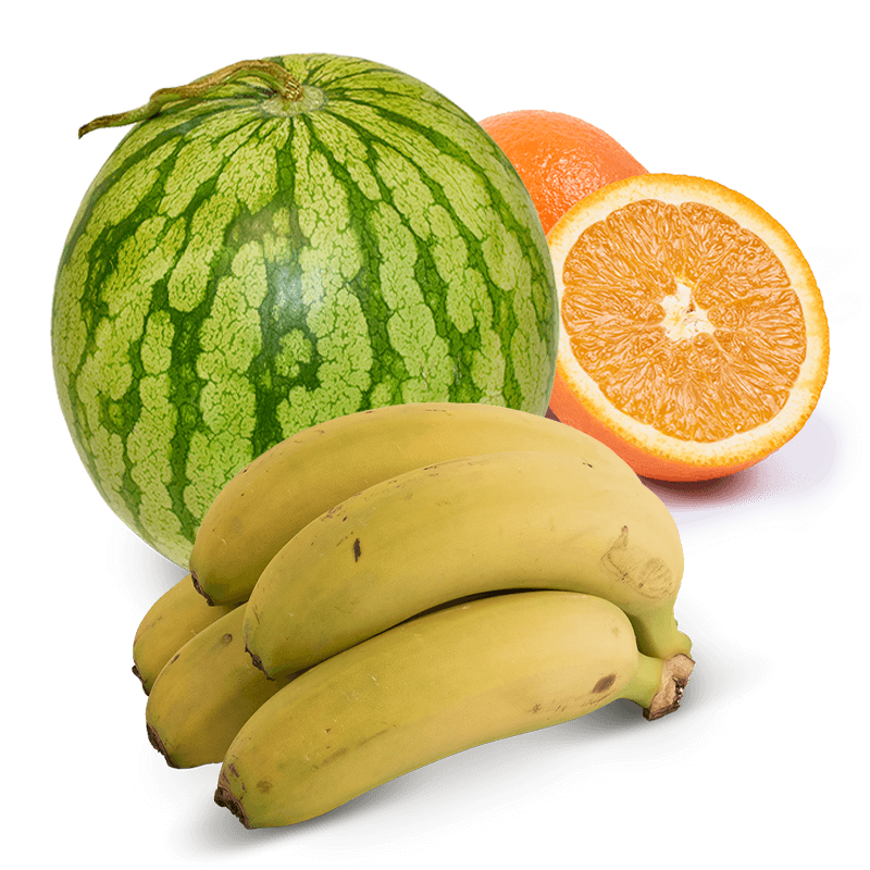 Cesta Sandía, Plátanos y Naranjas de zumo