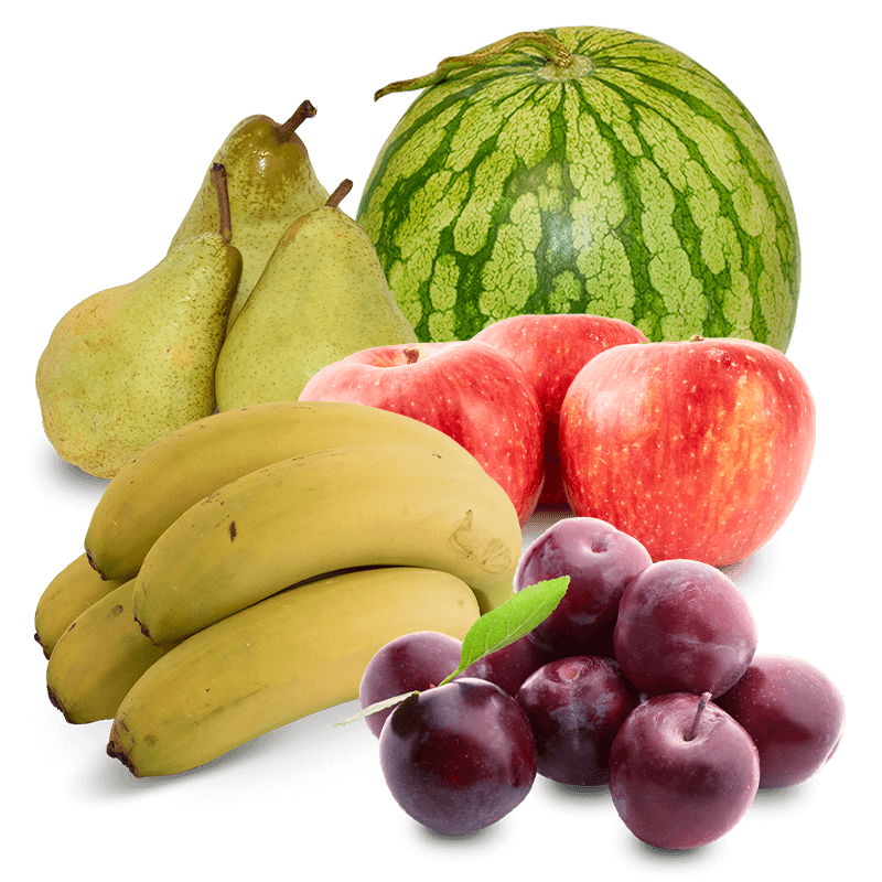 Cesta Sandía, Manzanas, Peras Condesa, Plátanos y Ciruelas