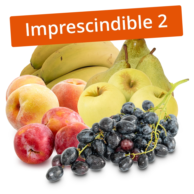Cesta Uva Negra, Ciruela roja, Manzana Golden, Peras, Plátanos y Melocotones