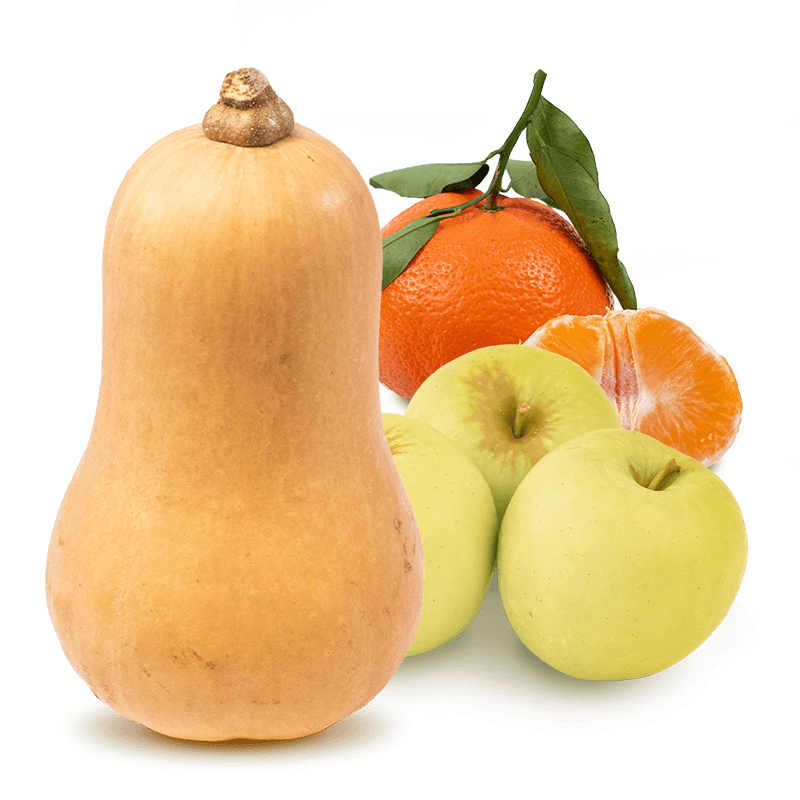 Cesta Calabaza Manzanas Golden y Mandarinas