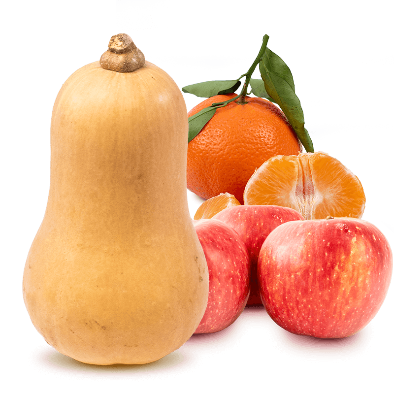 Cesta Calabaza Violín, Manzanas y Mandarinas