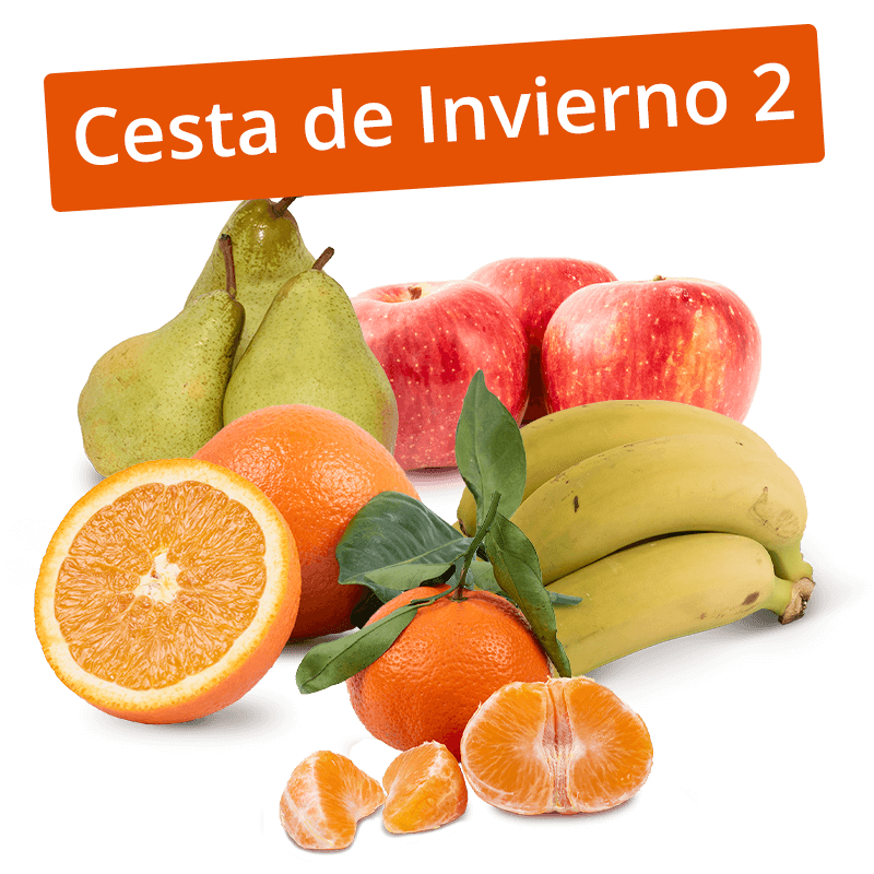 Cesta de Invierno 2, Manzanas Rojas, Peras, Plátanos, Mandarinas y Naranjas