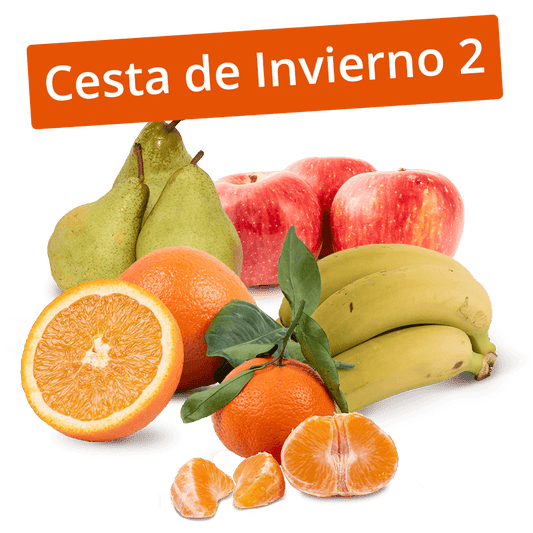 Cesta de Invierno 2, Manzanas Rojas, Peras Condesa, Plátanos, Mandarinas y Naranjas