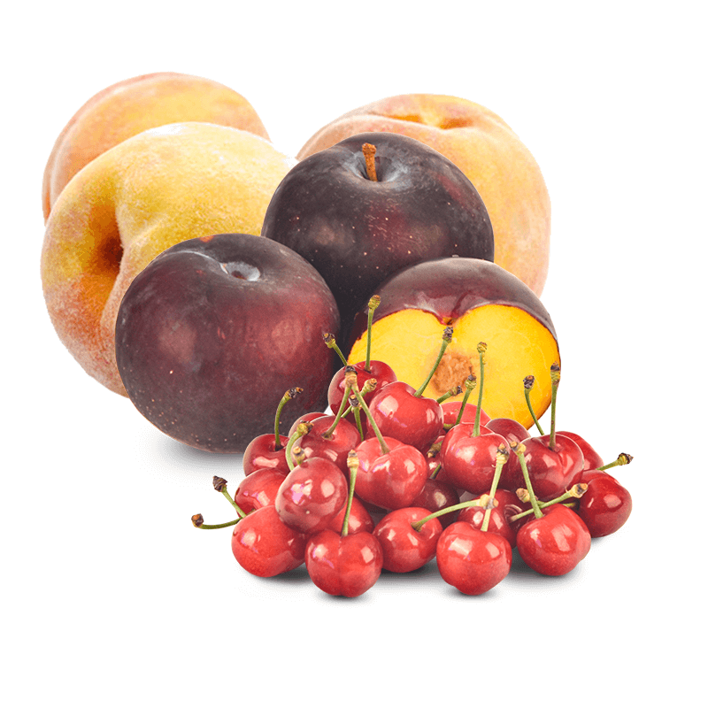 Cesta Cerezas Melocotones y Ciruelas - FrutaMare