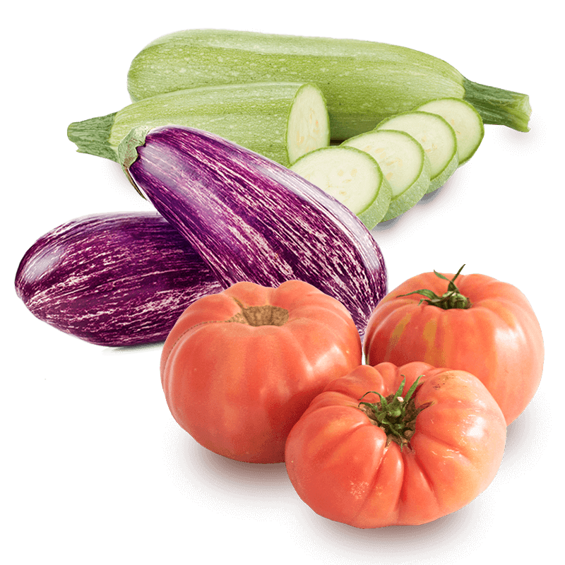 Cesta Tomates, Calabacín y Berenjenas - FrutaMare