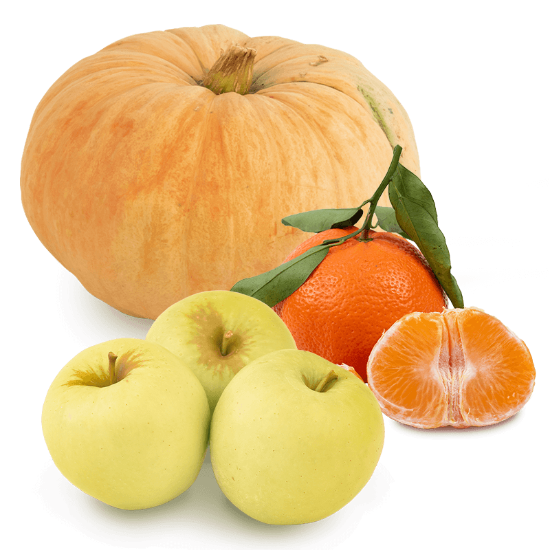 Cesta Calabaza Manzanas Golden y Mandarinas - FrutaMare