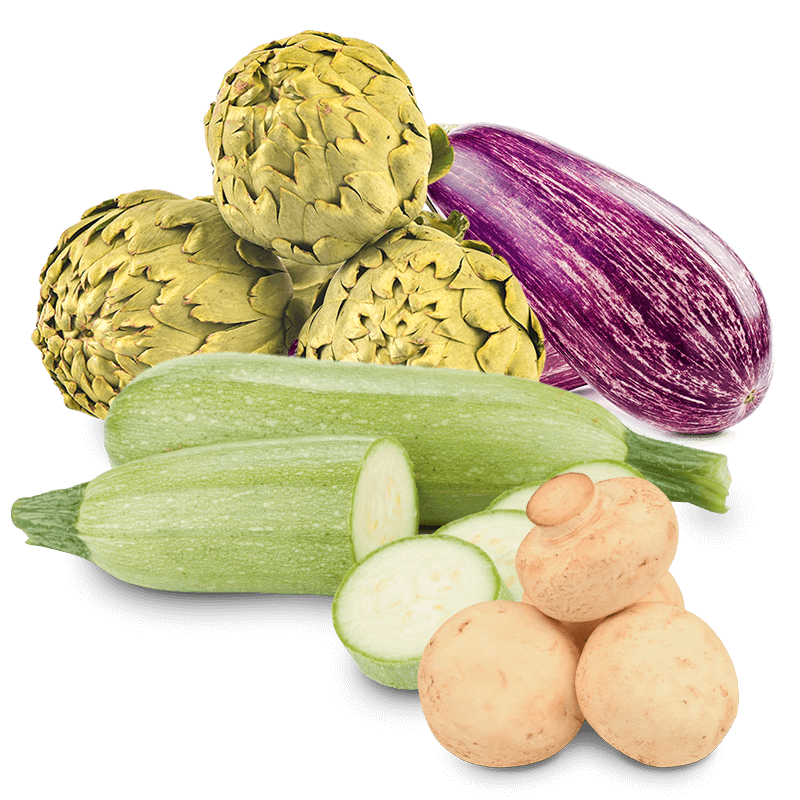 Cesta Alcachofas, Calabacín, Berenjenas, Champiñones - FrutaMare