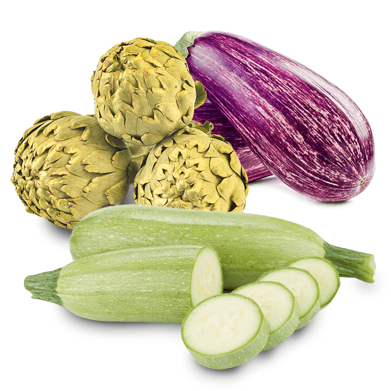 Cesta de Alcachofas, Calabacines y Berenjenas - FrutaMare