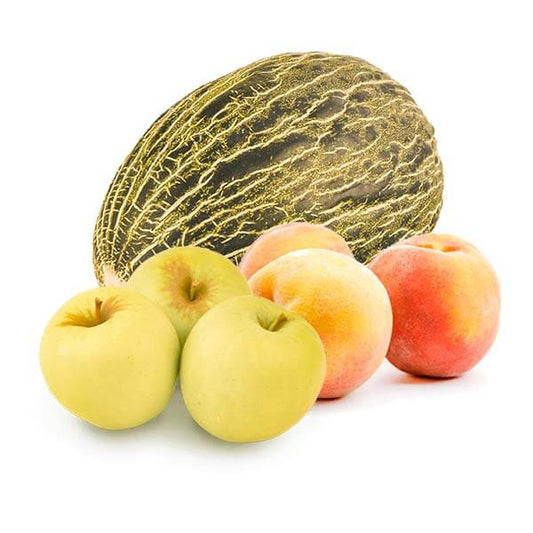 Cesta Manzanas Golden, Melocotones y Melón - FrutaMare