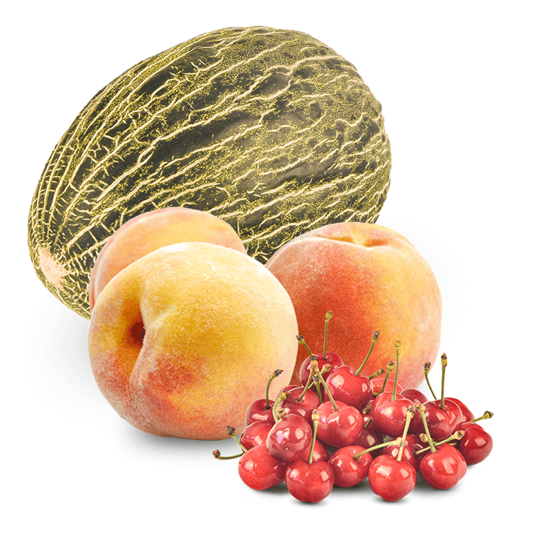 Cesta Melón Cerezas y Melocotones - FrutaMare