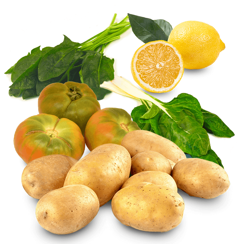 Cesta Patatas, Tomates, Limones, Acelgas y Espinacas - FrutaMare