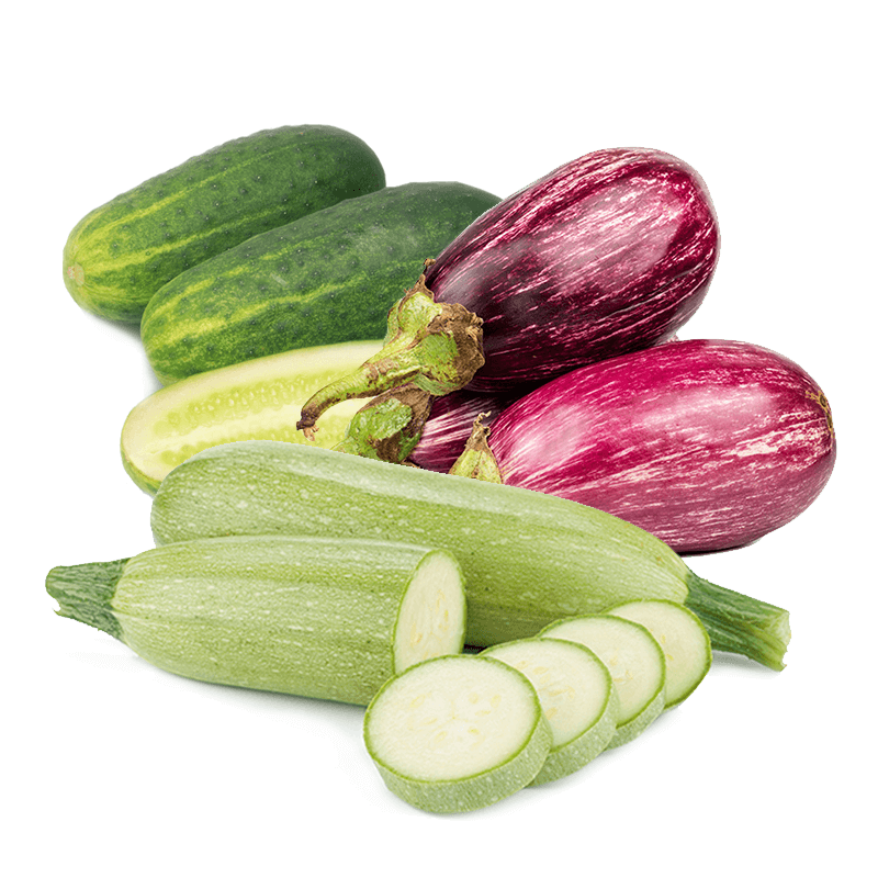 Cesta Pepino, Calabacín y Berenjena - FrutaMare