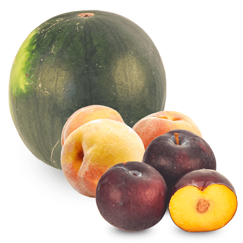 Cesta Sandía, Ciruelas y Melocotones - FrutaMare