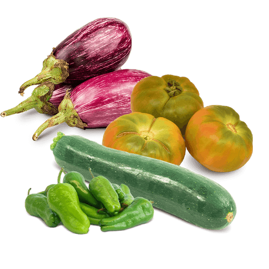 Cesta Tomates, Calabacín, Berenjenas y Pimiento de Padrón
