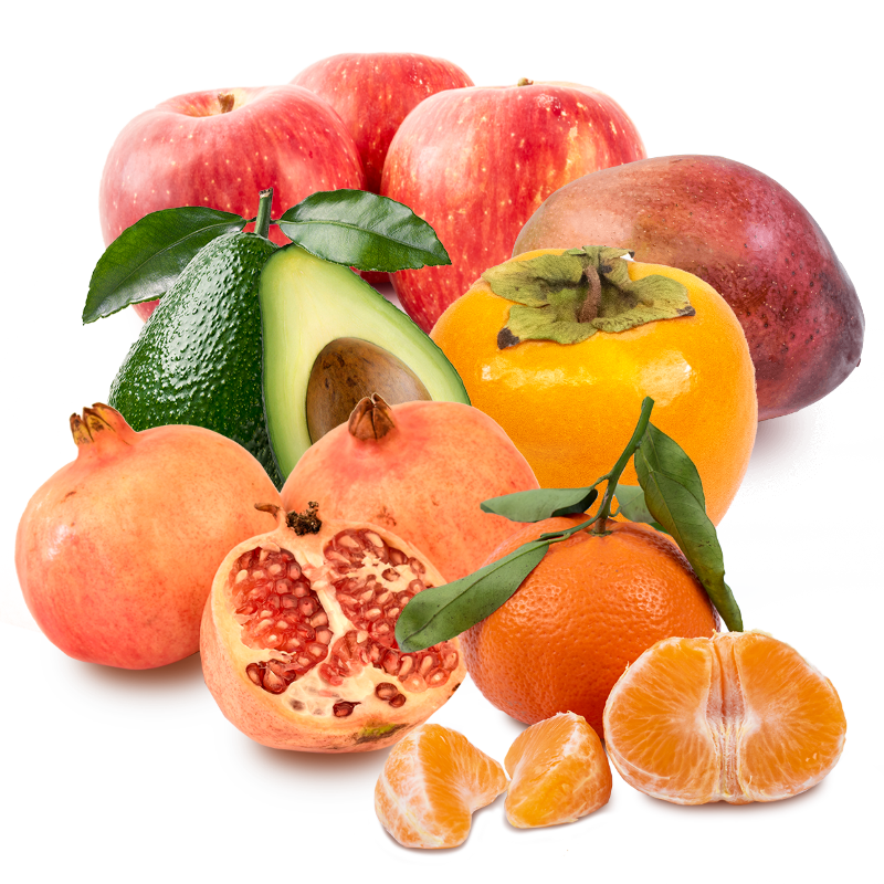 Cesta de Aguacate, Manzana roja, Mandarinas, Mango y Granada