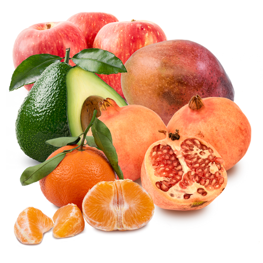 Cesta de Aguacate, Manzana roja, Mandarinas baby, Mango y Granada