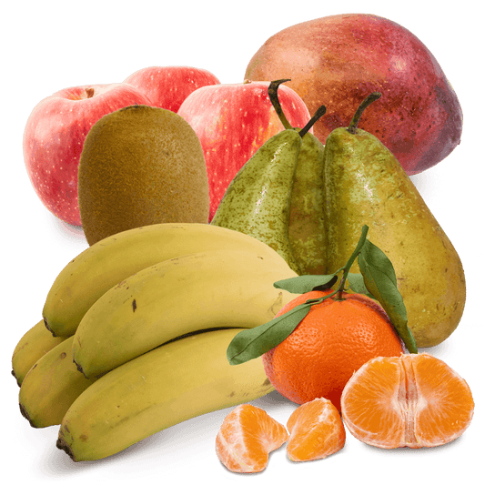 Cesta de Kiwi, Manzana roja, Pera, Platanos, Mandarinas y Mango