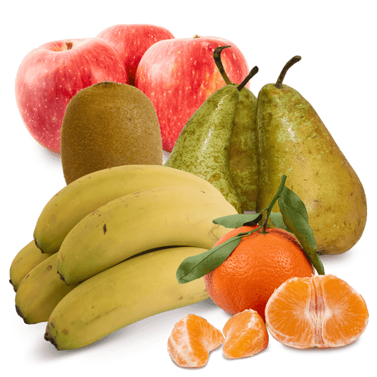 Cesta de Kiwi, Manzana roja, Pera, Platanos y Mandarinas