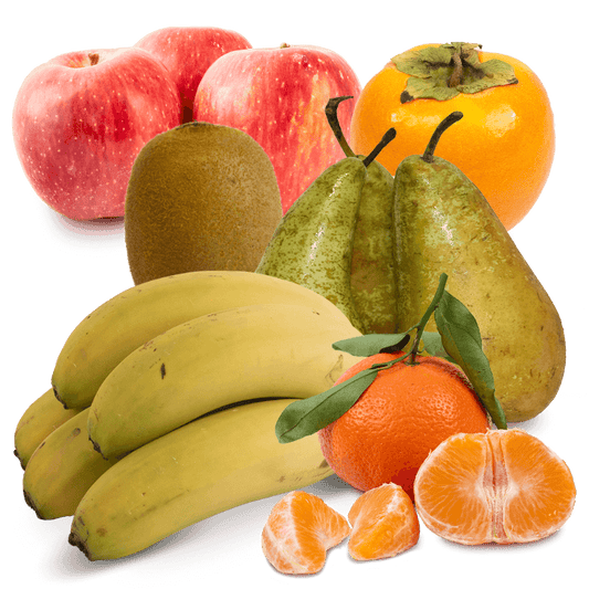 Cesta de Kiwi, Manzana roja, Pera, Platanos, Mandarinas y Pérsimon