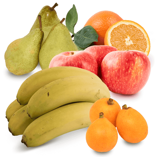 Cesta Nísperos, Manzanas, Peras Condesa, Plátanos y Naranjas de Mesa