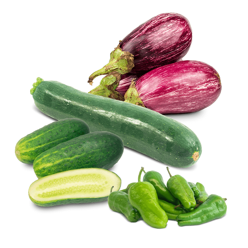 Cesta Pepinos, Calabacín, Berenjenas y Pimiento de Padrón