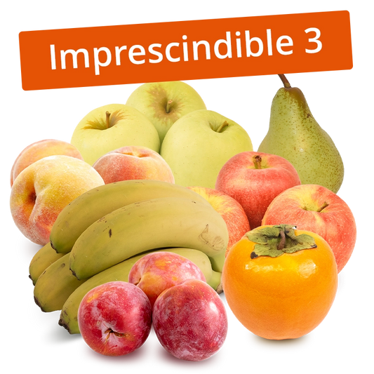 Cesta Persimón, Ciruela roja, Manzana Golden, Manzana Roja, Peras, Plátanos y Melocotones