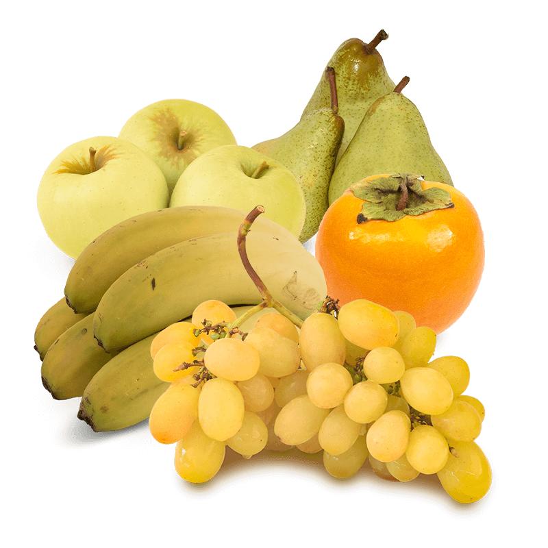 Cesta Persimón, Manzana Golden, Pera Condesa, Plátanos y Uva blanca