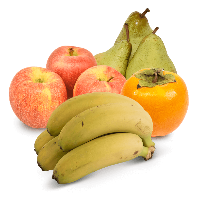Cesta Persimón, Manzana Roja, Pera Condesa y Plátanos