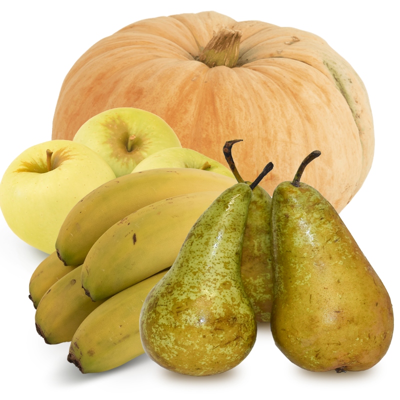 Cesta Calabaza Manzanas Golden Peras Plátanos