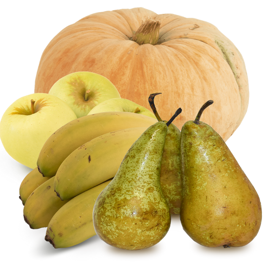 Cesta Calabaza Manzanas Golden Peras Plátanos
