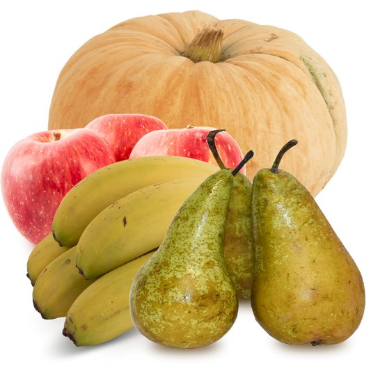 Cesta Calabaza Manzanas Peras Plátanos