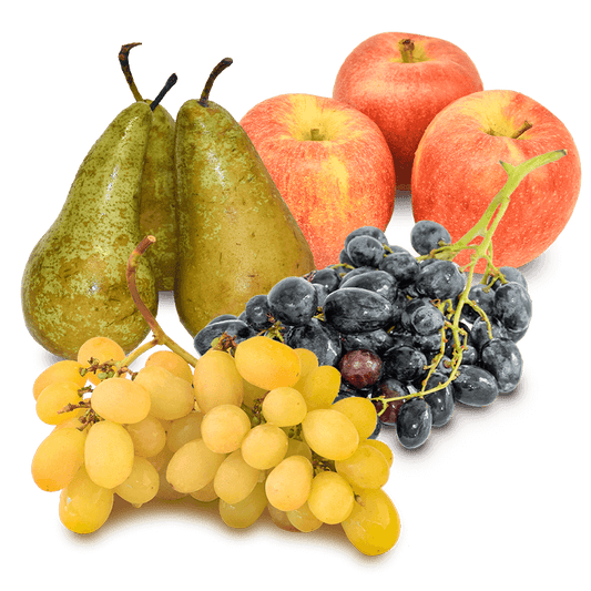 Cesta Uva blanca, Uva negra, Manzanas y Peras Conferencia - FrutaMare