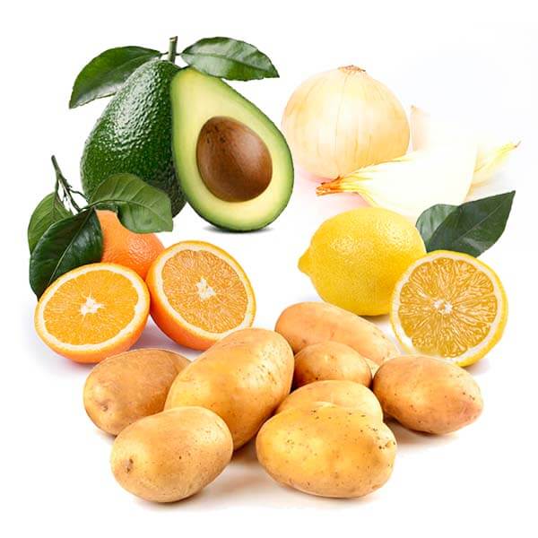 Cesta Naranjas de Mesa, Patatas, Cebollas, Aguacates y Limones - FrutaMare