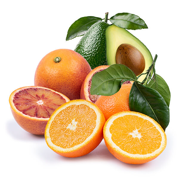 Cesta Naranjas de Mesa, Sanguinas y Aguacates - FrutaMare