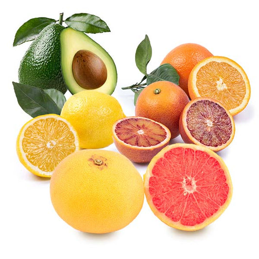 Cesta Naranjas de Zumo, Aguacates, Limones, Sanguinas y Pomelos - FrutaMare