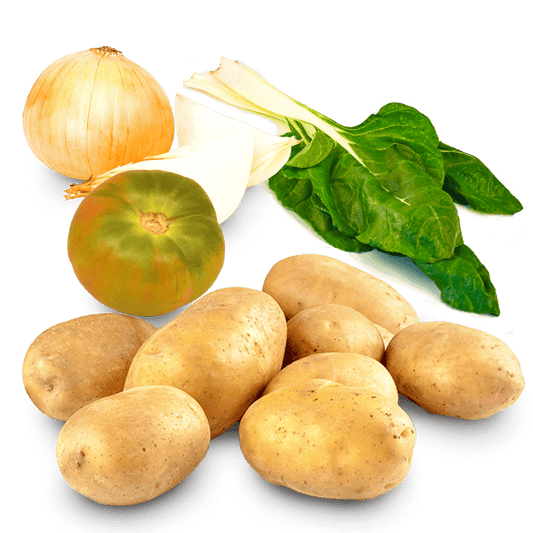 Cesta Patatas, Cebollas, Tomates y Acelgas - FrutaMare