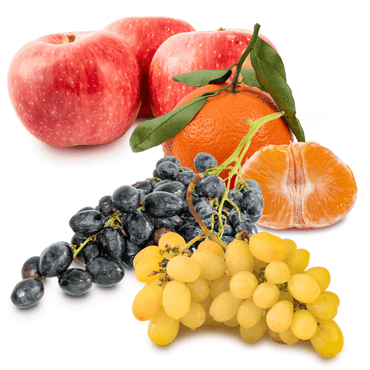 Cesta Uva blanca,Uva Negra, manzanas y mandarinas - FrutaMare